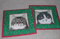 Weihnacht Servietten grün mit 4 Katzenporträt